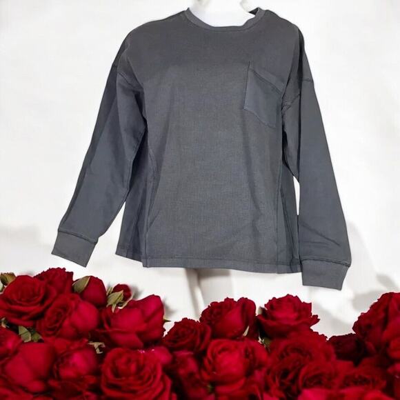Wild Fable Womens Size M Pullover Sweatshirt Dark Gray Long Sleeve Crew Pocket - Picture 2 of 12